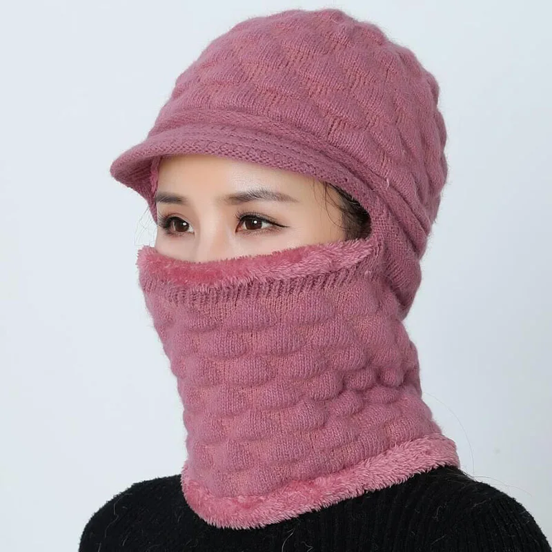 

Winter Hat Women Skullies Beanies Warm Mother Hat Face Neck Protection Balaclava Mask Gorras Bonnet Knit Hat Casual Skiing Cap