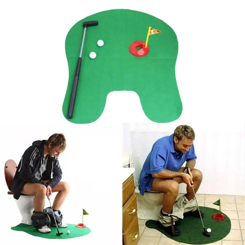 Мини-гольф горшок шпаттер игра туалет ванная Мужская игрушка Новинка подарок положить зеленый Гольф флаг с мячом палка