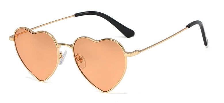 45941 солнцезащитные очки с металлической оправой в форме сердца для мужчин и женщин, модные солнцезащитные очки UV400 в винтажном стиле - Цвет линз: C4 champagne