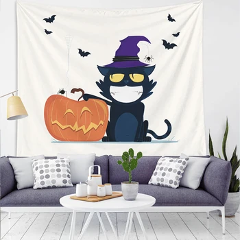 

Halloween Funny Pumpkin Tapestry Wall Hanging Aesthetic Trippy Hippie Tapestries Beach Towel Shawl Throw Sheet Home Room Decor