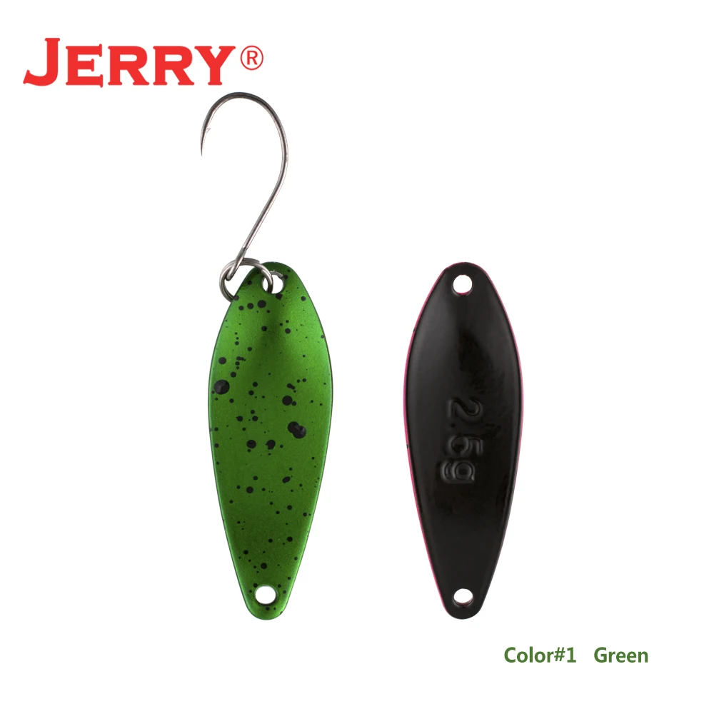 Jerry 1 шт., латунные рыболовные ложки pesca, яркие цвета, высокое качество, безделушки, форель, ложка, рыболовные приманки - Цвет: green