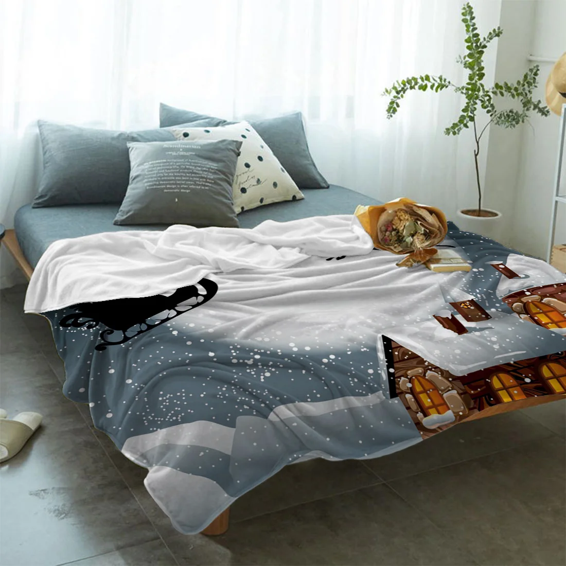 Merry Christans Moon House одеяло s покрывало для кровати Фланелевое флисовое декоративное уютное одеяло для столовой спальни дивана