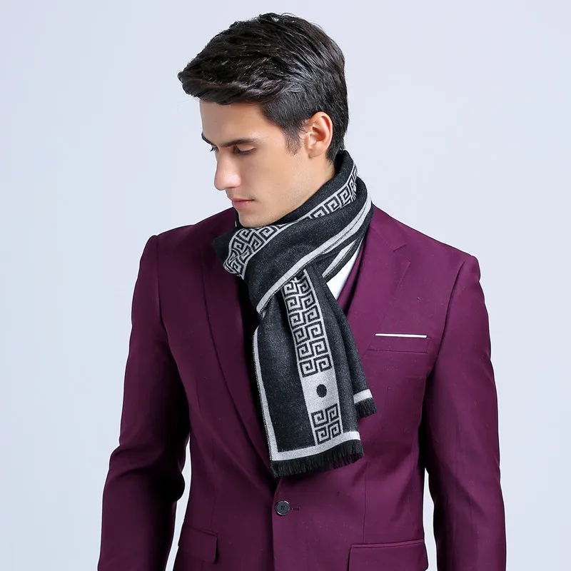 foulard luxury cashmere scarf for men's winter leisure business Plaid neckwear and long Scarves style man gift