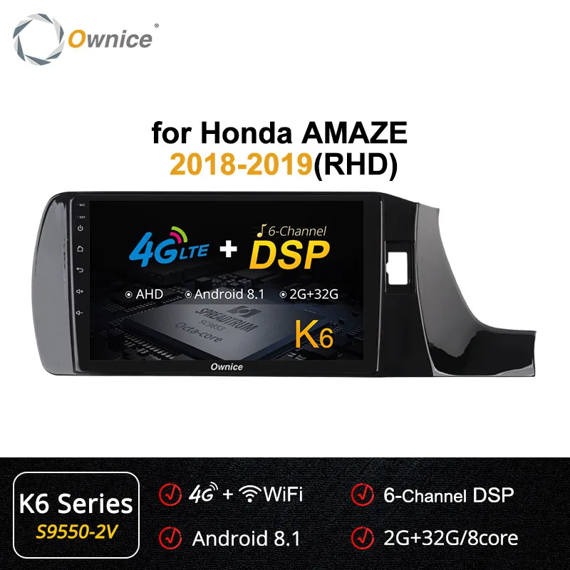 Ownice 2DIN Автомагнитола Android 9,0 Восьмиядерный для HONDA Amaze K1 K3 K5 K6 Радио BT gps Navi 4G LTE DSP 360 панорама оптическая - Цвет: S9550-2 K6