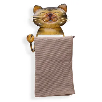 

Roll Paper Holder Cute Household Cast Iron Wall Mounted Cartoon Cat Decorative Space Saving Punch Free Storage Toilet Bathroom