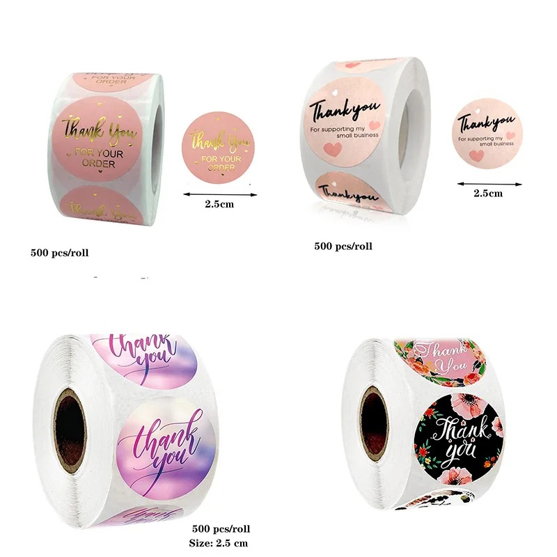 50 Autocollants De Remerciement Avec Sceau Feuille D’or – Étiquettes 1 Pouce, Pour Petites Entreprises