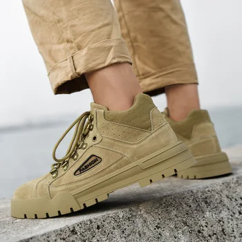 

Men's Hight-top New Style men genuine Leather Shoes Men outdoor Trekking breathable Autumn high top lace up shoes Sneakers