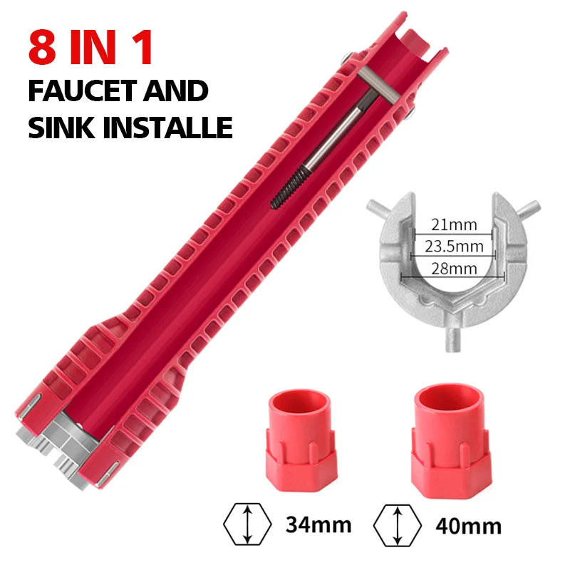 

2020 NEW 8 In 1 Flume wrench Anti-slip Kitchen Sink Repair Wrench Bathroom Faucet Assembly Plumbing installation wrench