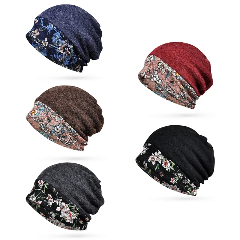 

Outdoor Running Beanies Cap Scarf Women Lace Patchwork Soft Breathable Hat Neck Warmer Autumn Winter Headwear Hiking Camping Hat