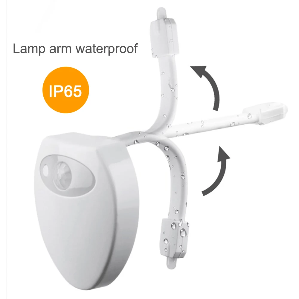Светодиодный светильник для туалета, умный светильник с датчиком движения человека, Ночной светильник для ванной, автоматический активированный водонепроницаемый 8 цветов, туалетный светильник s