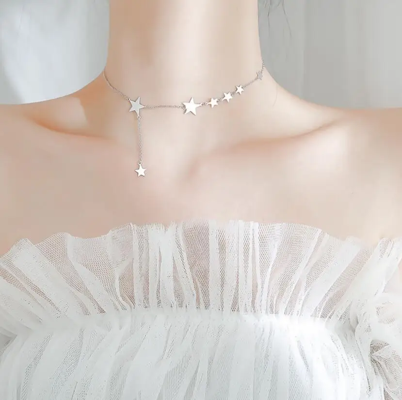 Multi Star Necklace Dainty Short 