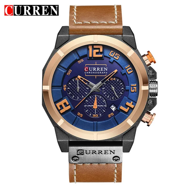 

CURREN Mens Watches Top Brand Luxury Chronograph Quartz watches Men 24 Hour Date Men Sport Leather Wrist Watch Clock Saat 8287