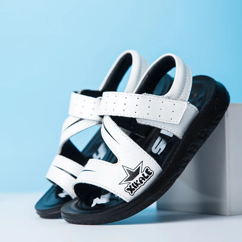 

Summer Solid Color Light Children Leather Shoes Korean-style Students Comfortable Breathable Sandals Adjustable Anti-slip Casual