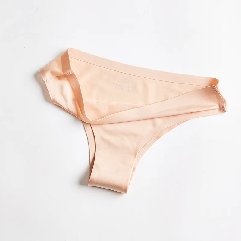 Panties трусики для женщин ледяной шелк стринги бесшовное нижнее белье женские повседневные стринги женские трусики большого размера женские нижнее белье - Цвет: Хаки