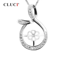 CLUCI Стерлинговое Серебро 925 таинственный круг в форме жемчуга крепление Подвески Женские Подвески Кулон Серебро 925 ювелирные изделия