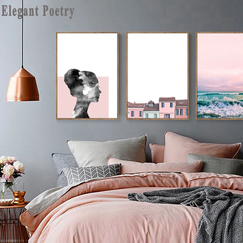 

Beach Roof Abstract Woman Wall Canvas Poster Nordic Minimalist Print Painting Scandinavian Decoration Picture Living Room Decor