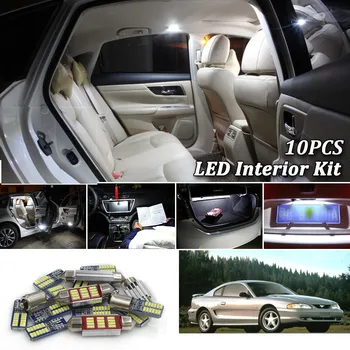 

10Pcs White Canbus led Car interior lights upgrade Kit for 1994 - 2004 Ford Mustang led interior Dome Trunk lights