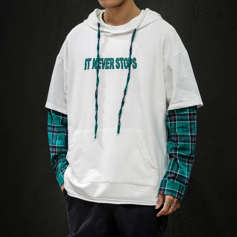 

New arrival Men it never stop Hoodies Print Hooded sweatshirt patchwork Hoodies thick keep warm tracksuit