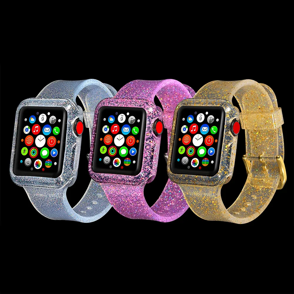 Tschick Bling Band для Apple Series 3 2 1 38 мм 42 мм, женский роскошный мягкий Блестящий ремень браслет для Apple iWatch