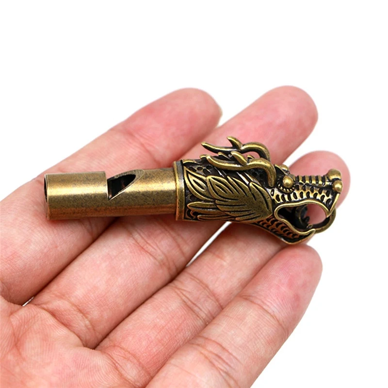 

Emergency Survival Whistle Brass Dragon Statue Decorative Pattern Loud Version High Decibel Retro Copper Metal Safety first tool