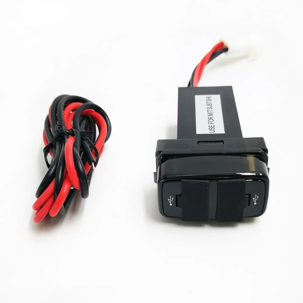 Biurlink 2 стиля приборной панели автомобиля двойной USB/AUX USB разъем зарядки панель Адаптер для проводки для MITSUBISHI автомобильное зарядное устройство телефона - Цвет: for MITSUBISHI words