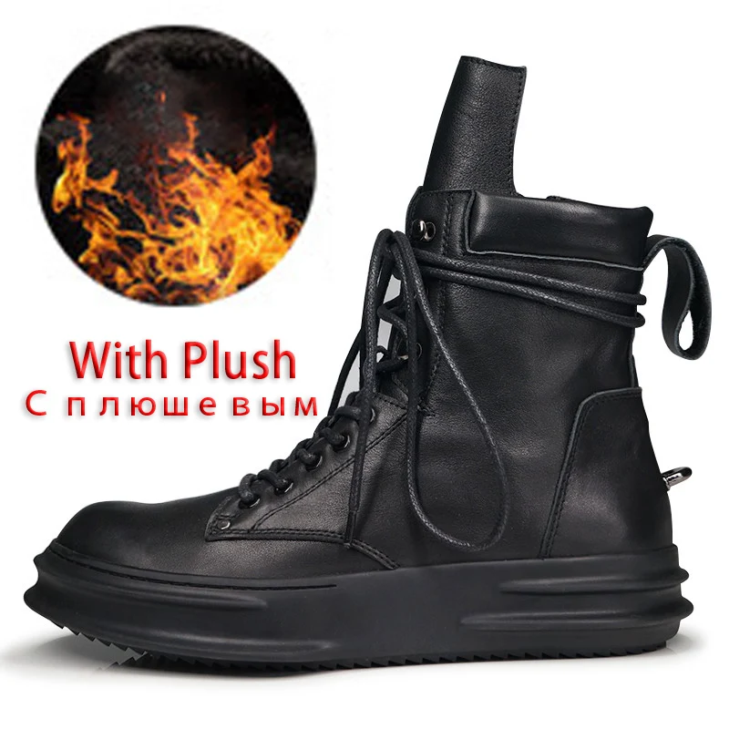 Супер качество, мужские военные ботинки, натуральная кожа, зимние черные армейские ботинки, мужские мотоциклетные ботинки, 11#20/03D50 - Цвет: With Plush