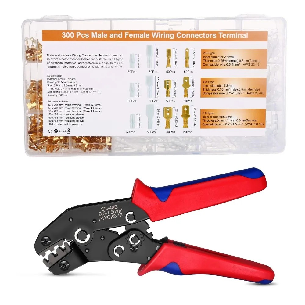 

Crimping Pliers Set SN-48BS=SN-48B+SN-28B Jaw Kit for 2.8 4.8 6.3 VH3.96/Tube/Insulation Terminals Electrical Clamp Min Tools
