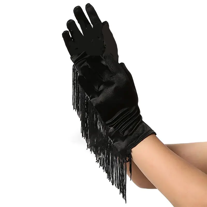 Женские длинные перчатки, вечерние, для латинских танцев, церемониальные, сексуальные, с кисточками, атласная перчатка, высокое качество, Новинка - Цвет: 2