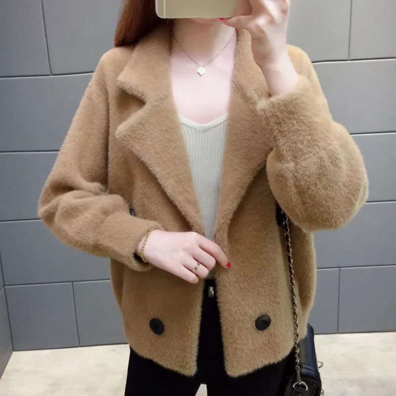 Women Faux Mink Fur Cardigan Jacket Short sweater Coat | Женская одежда
