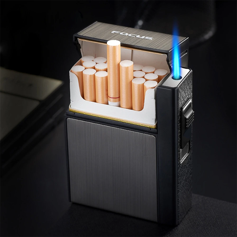 自動ライター付きシガレットケース 容量個 金属製シガレットボックス 喫煙アクセサリー ガジェット Cigarette Accessories Aliexpress