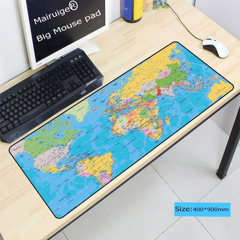 

Mairuige 90X40cm Boy Gift Personalized Fashion Blue World Map Mouse Pad Gamer Play Mats Large Gaming Lock Edge Mouse Pad Gamer