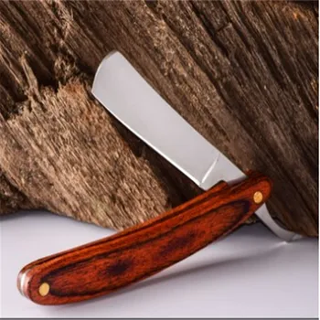 

Men Redwood Handle Shaving Barber Tools Shaving Knife Straight Razor Holde Stainless Steel Hair Razor and Blades Antique Folding