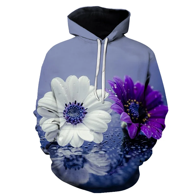 Hot New Design Flowers Hoodies Men/Women 3d Sweatshirts Digital Print Rosa Roses Floral Hooded Harajuku Hoodies Brand Hoody Tops