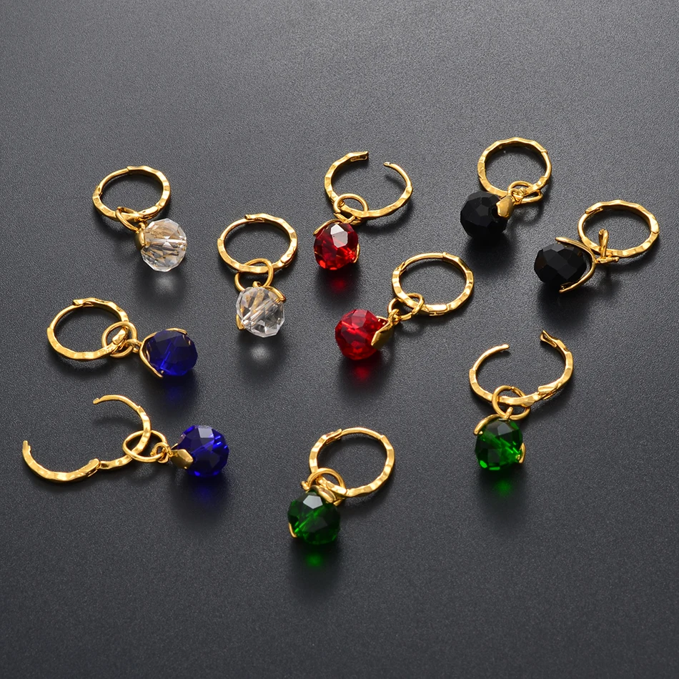 Anniyo Small Stone Earrings for Girls Women With Spring Ring Gold Color Mini Earring Marshall Micronesia Jewelry Gifts #138806