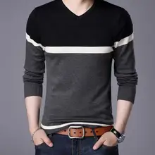 Весенне-осенний хлопковый свитер Мужская рубашка трикотажная Мужская кашемировая свитера Pull Homme Повседневный пуловер с v-образным вырезом для мужчин