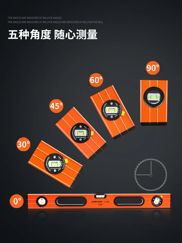 Long Yun Horizontal Ruler High Precision Horizontal Ruler Magnetic Solid Cast Aluminum Mini Home Decoration Balance Ruler