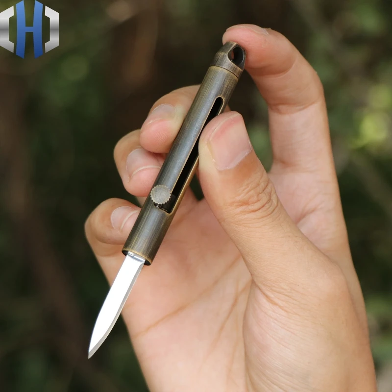 Винтажный медный мини нож съемный нажимной портативный карманный нож|Ножи| |