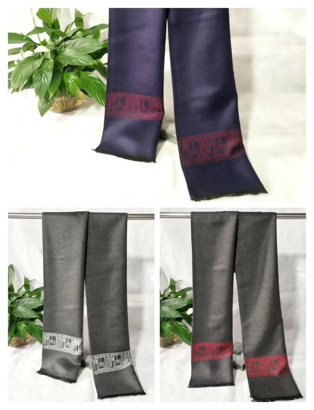 New Vintage silk fleece Scarf Men Fashion Neckerchiefs 180*30cm 30pcs mixed#4133