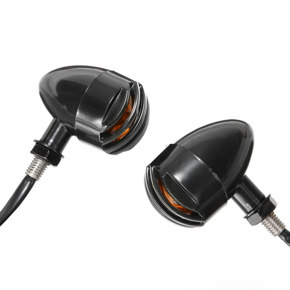 

For Honda For Yamaha 2PC 12V Black Grill Bulb Motorcycle Turn Signal Light Halogen Lamp Black With Amber Lens Treyues