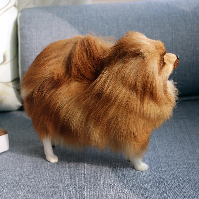 simulation Pomeranian dog model ,large 24x20cm plastic&furs standing dog handicraft home decoration toy Xmas gift