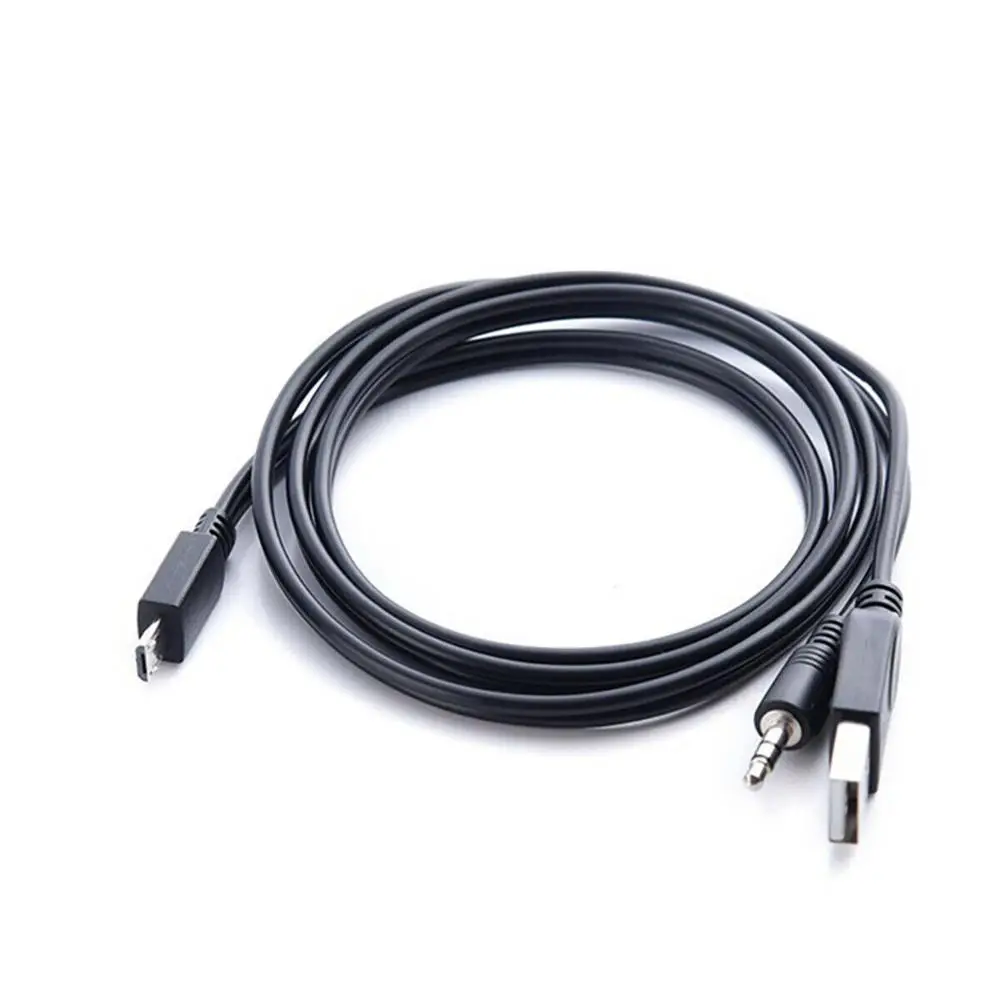 Cabo Conector de Áudio e Carga Micro Macho para 3.5mm TRS Macho de 3 Polos + USB 2.0 A Macho para Caixa de Som Android 1m 3ft