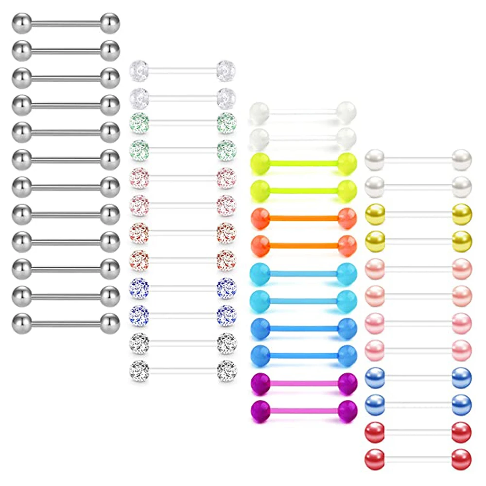 Tongue Nipple Ring Glow in Dark Flexible Straight Tongue Ring Retainer