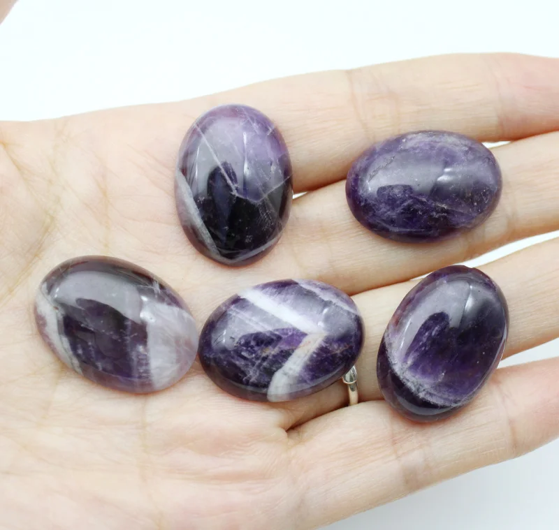 18x25mm Natural stone amethysts crystal Oval cabochon no hole beads for jewelry making Clothes necklace accessories 1pcs