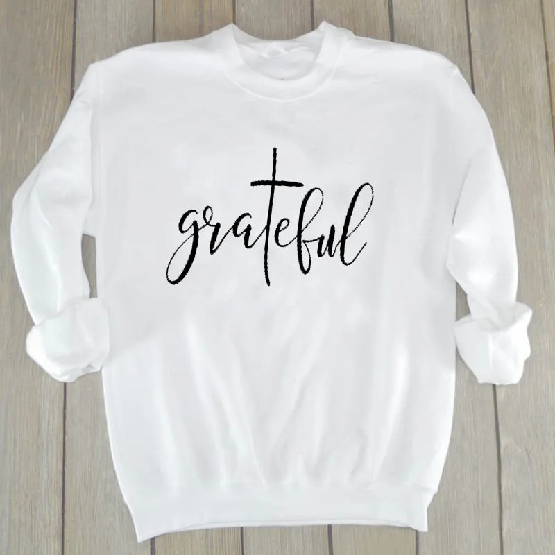 ZBBRDD благодарный длинный рукав девушка топ рубашка мода Crewneck Женский пуловер размера плюс хлопок Женская толстовка Прямая поставка