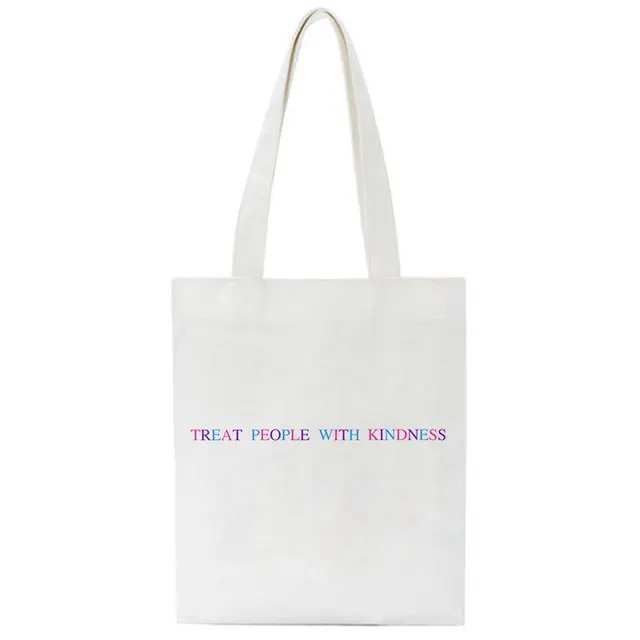 Korean Treat People with Kindness Letter Casual Harry Styles Fashion Canvas Big Capacity Harajuku Women Bags Funny Shoulder Bag B699A