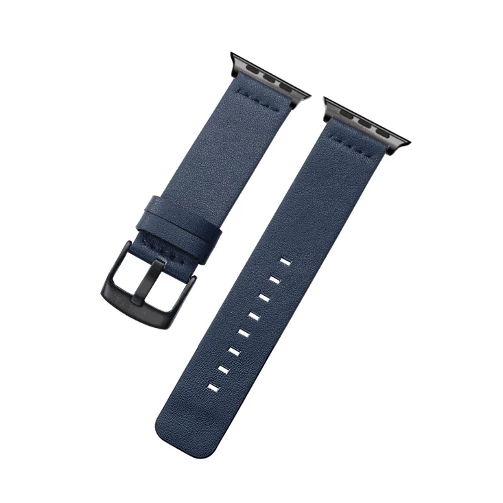 Подходит для Apple Watch Band 44 мм 42 мм 40 мм 38 мм, ремешок из натуральной кожи для Iwatch Series 4 3 2 1 классический черный коричневый ремешок - Цвет ремешка: Blue Black