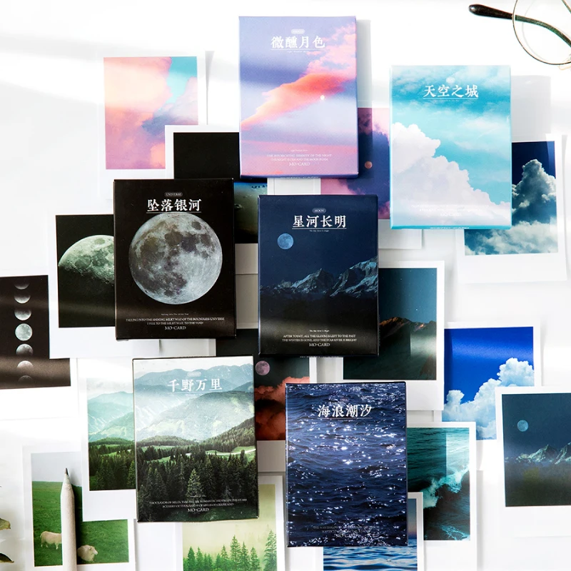 

30pcs/lot LOMO Romantic landscape stickers Mountains and galaxies INS universe Decorative collage Scrapbooking aesthetic Album