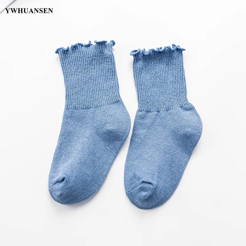 YWHUANSEN 1 to 8 Yr 10 Colors Spring Autumn Children's Socks Candy-colored Cotton Socks For Girls Ruffle Edge Kids Toddler