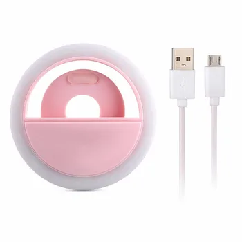 

Portable Selfie Toning Ring Light 3 Colors Brightness Adjustable Camera Phone Photography Ring Lamp Novelty Lighting USB Charge