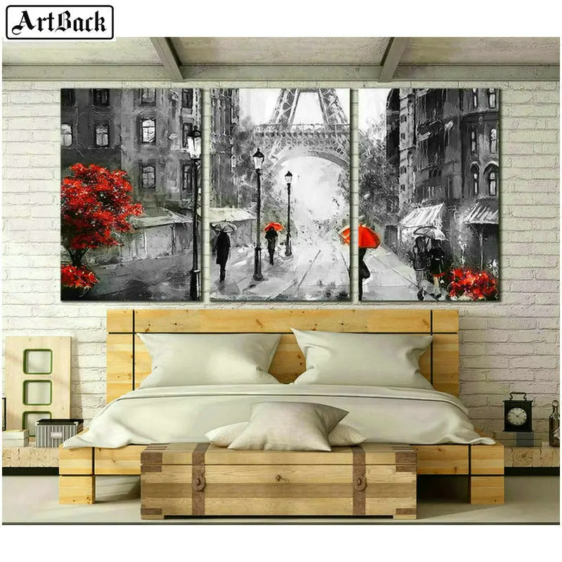

French scenery 5d square diamond painting iron tower pencil painting full square diamond embroidery crystal mosaic decoration